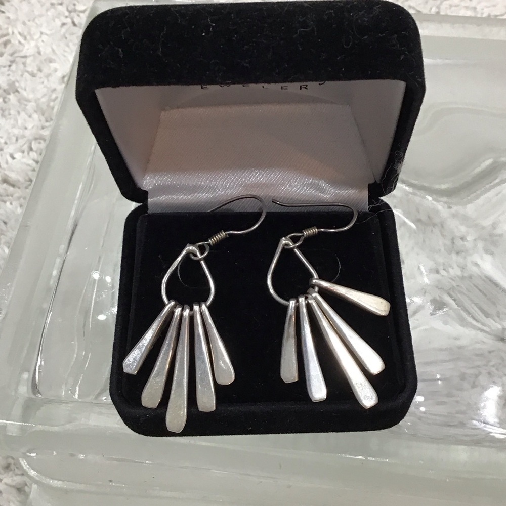 Vintage sterling silver paddle dangle earrings Mexico
